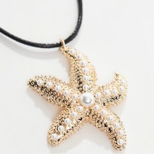 ASOS DESIGN necklace with faux pearl starfish charm in gold tone